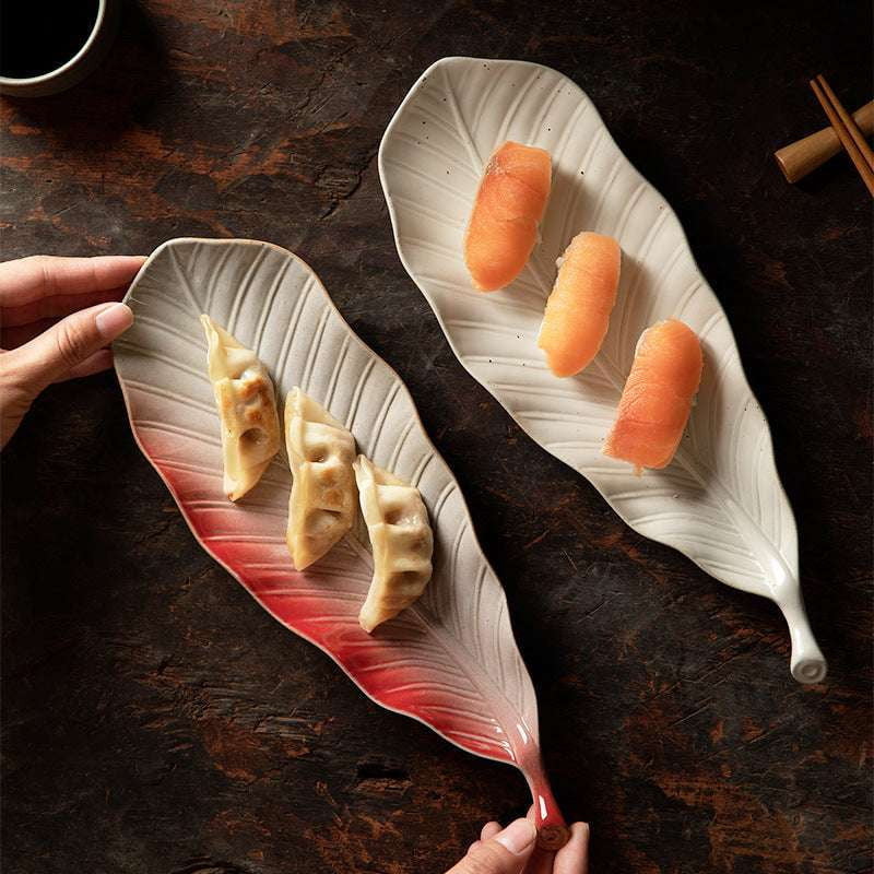 Ceramic Sushi Plate, Leaf Design Plate, Retro Sushi Dish - available at Sparq Mart