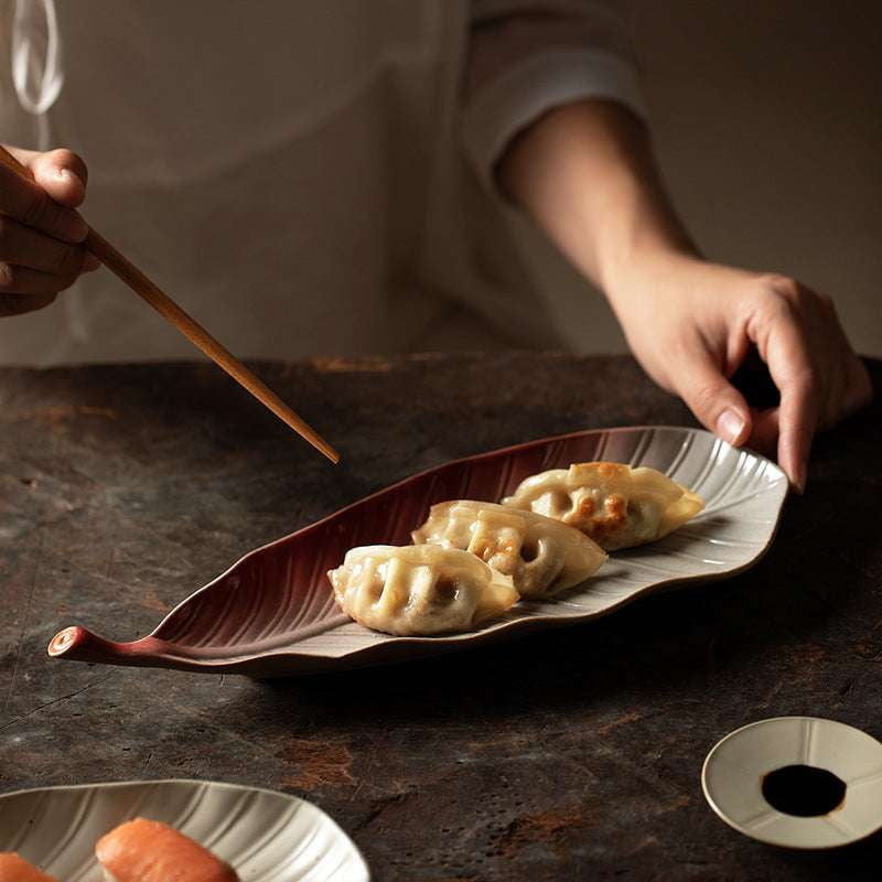 Ceramic Sushi Plate, Leaf Design Plate, Retro Sushi Dish - available at Sparq Mart