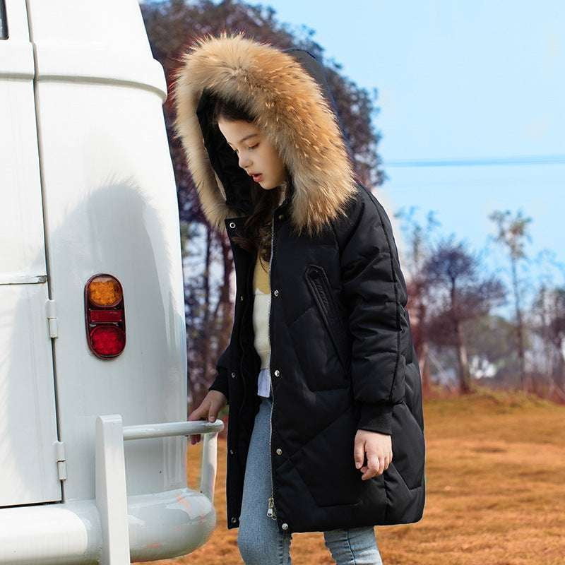 Fashionable Winter Clothes, Kids' Down Coat, Mid-length Jacket - available at Sparq Mart