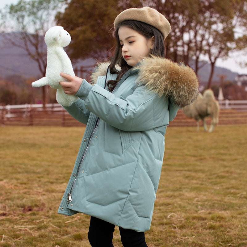 Fashionable Winter Clothes, Kids' Down Coat, Mid-length Jacket - available at Sparq Mart