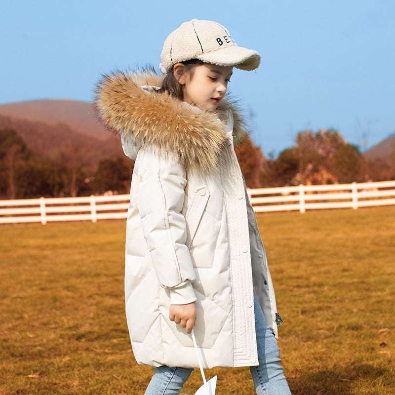 Fashionable Winter Clothes, Kids' Down Coat, Mid-length Jacket - available at Sparq Mart