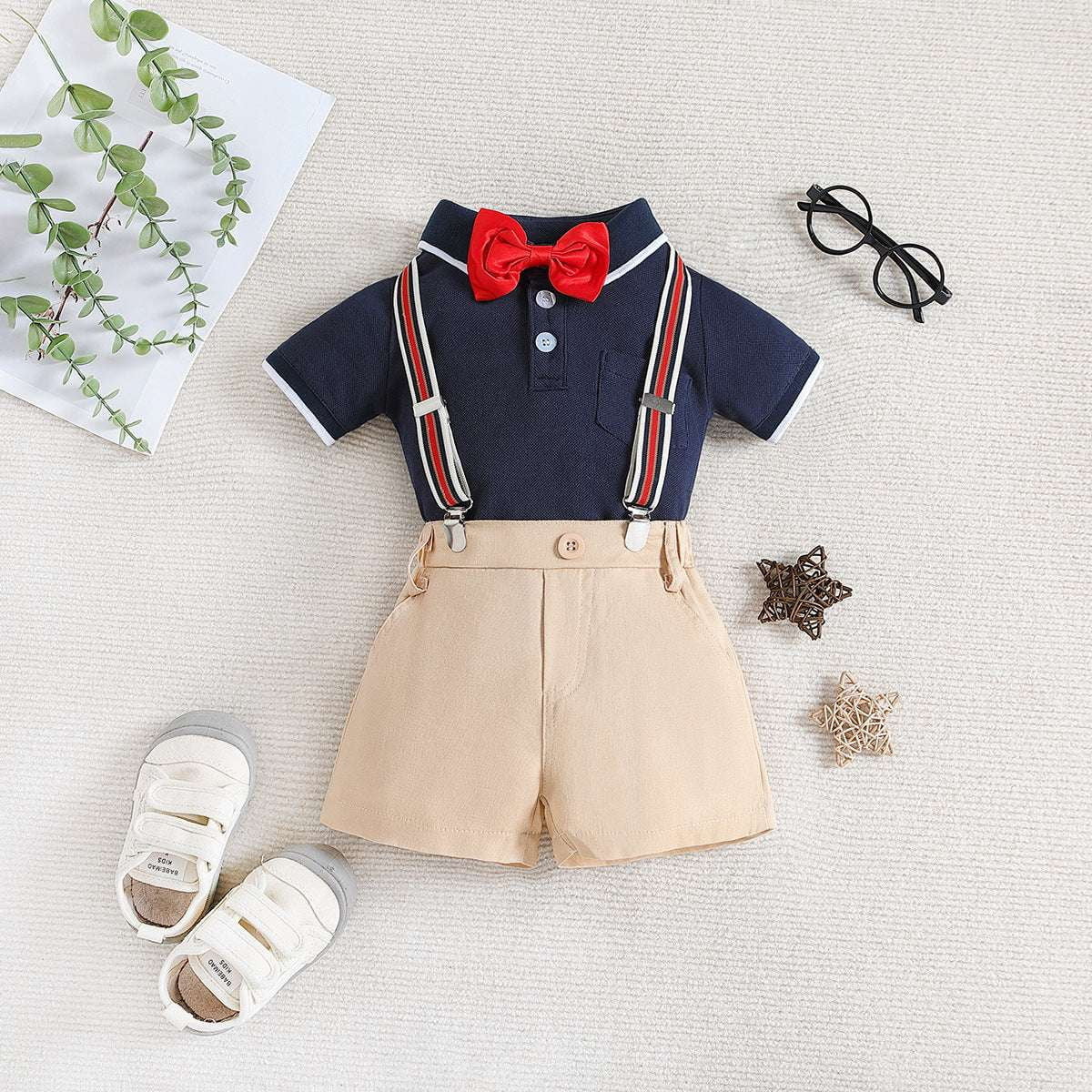 Polo Top Shorts, Summer Kids Outfit, Toddler Suspender Set - available at Sparq Mart