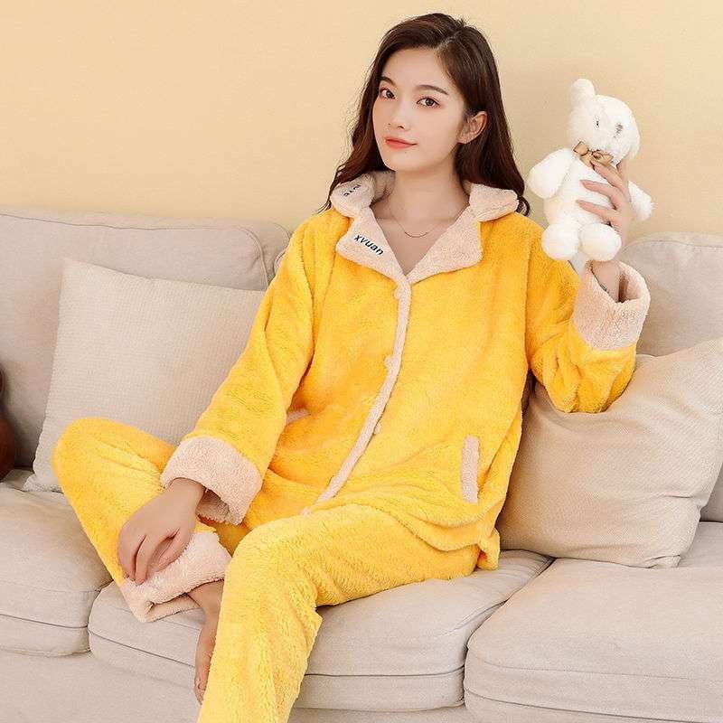 Cozy Pajama Set, Flannel Sleepwear Women, Ladies Warm Homewear - available at Sparq Mart