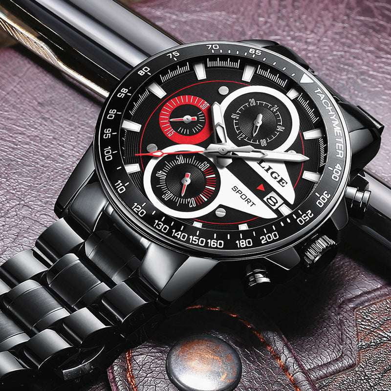 LIGE Business Watch, Men's Elegant Timepiece, Steel Belt Watch - available at Sparq Mart