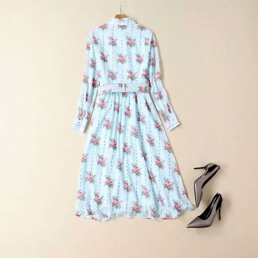 fall floral fashion, floral autumn dress, light blue dress - available at Sparq Mart