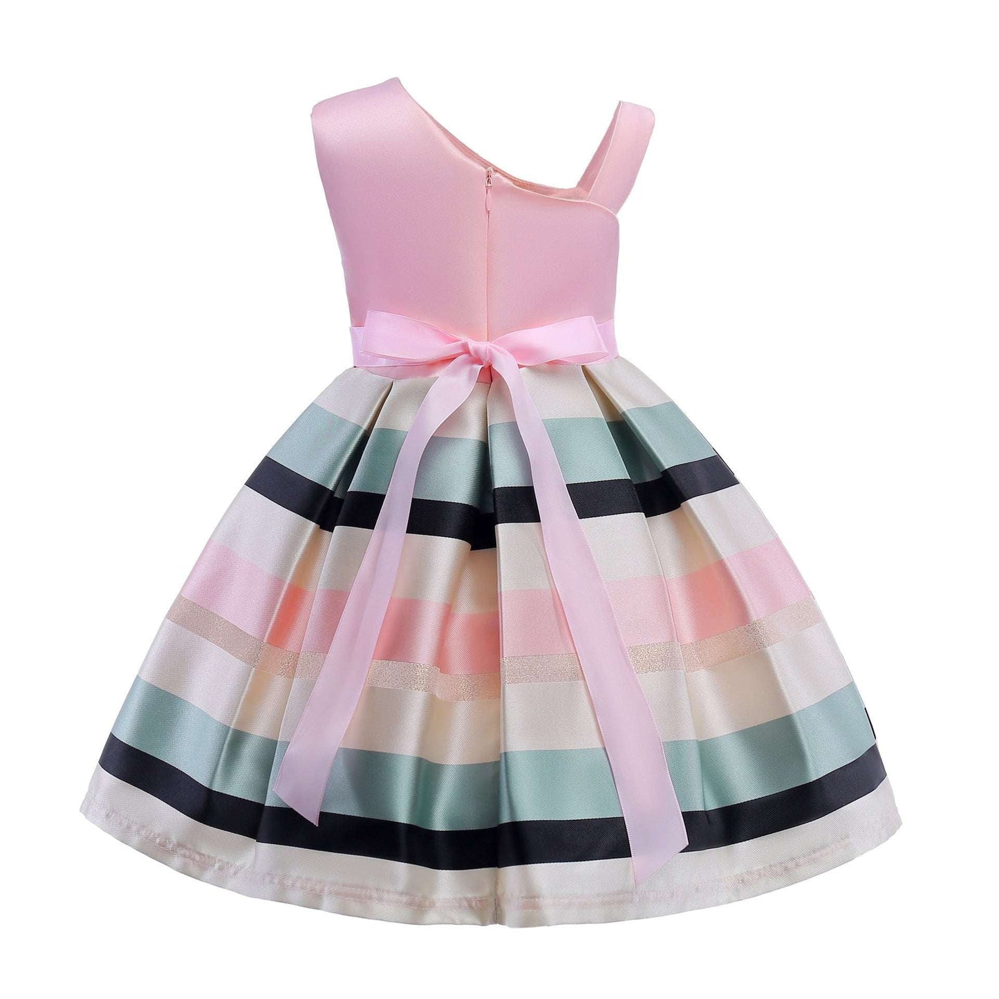 Childrens Elegant Dress, Striped Princess Dress, Temperament Girls Gown - available at Sparq Mart