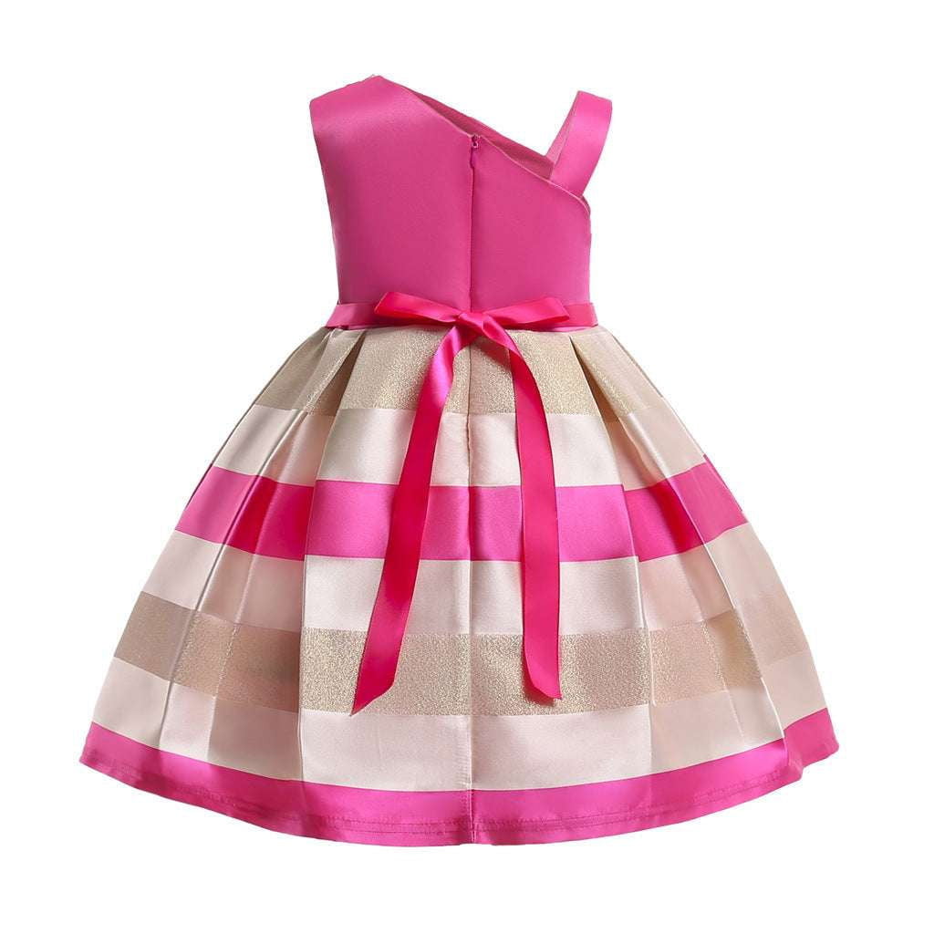 Childrens Elegant Dress, Striped Princess Dress, Temperament Girls Gown - available at Sparq Mart