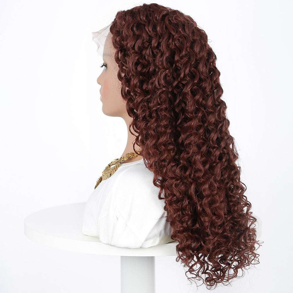 fashion lace wig, long curly wig, realistic fiber wig - available at Sparq Mart