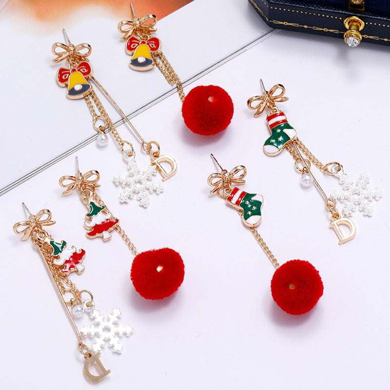 Christmas Bell Earrings, Festive Dangle Earrings, Snowflake Tassel Earrings - available at Sparq Mart