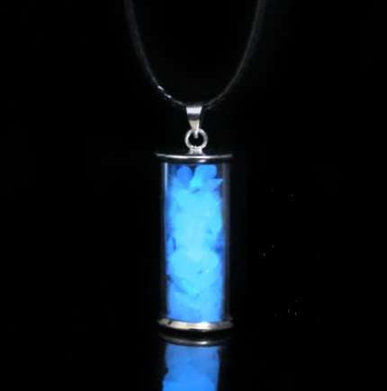 glass bottle necklace, night light pendant, unique glow jewelry - available at Sparq Mart
