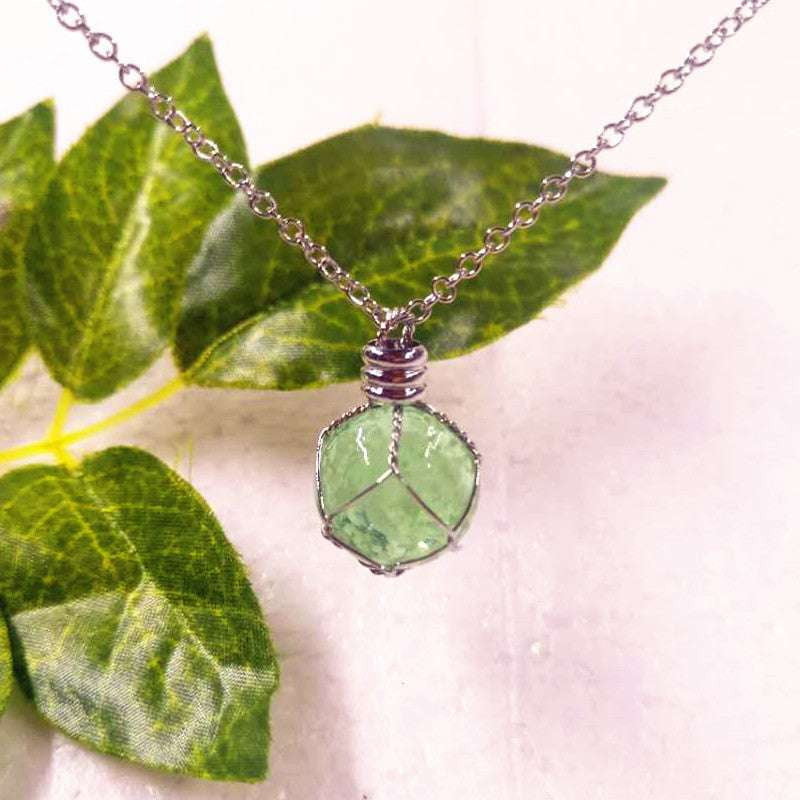 Green Glass Necklace, Luminous Necklace Pendant, Reflective Jewelry Accessory - available at Sparq Mart