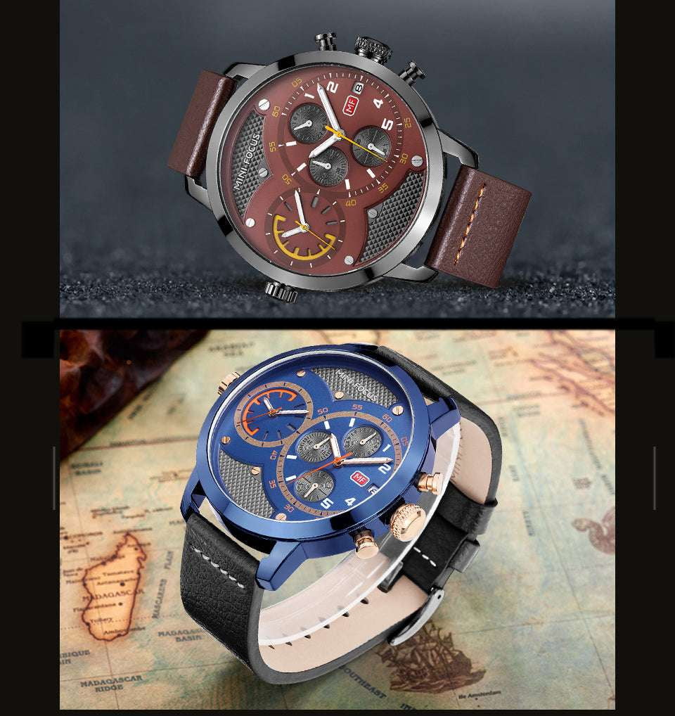 Fashion Calendar Watch, Luminous Leather Watch, Waterproof Men’s Timepiece - available at Sparq Mart