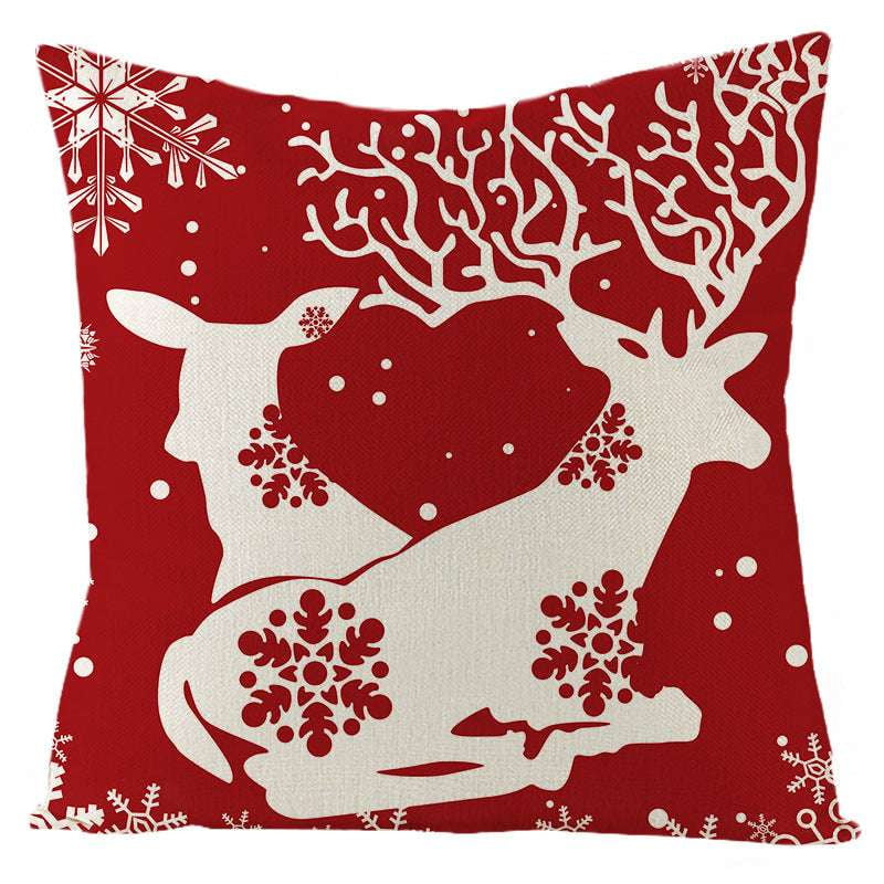 Festive Linen Cushion Cover, Holiday Themed Home Decor, Nordic Christmas Pillowcase - available at Sparq Mart