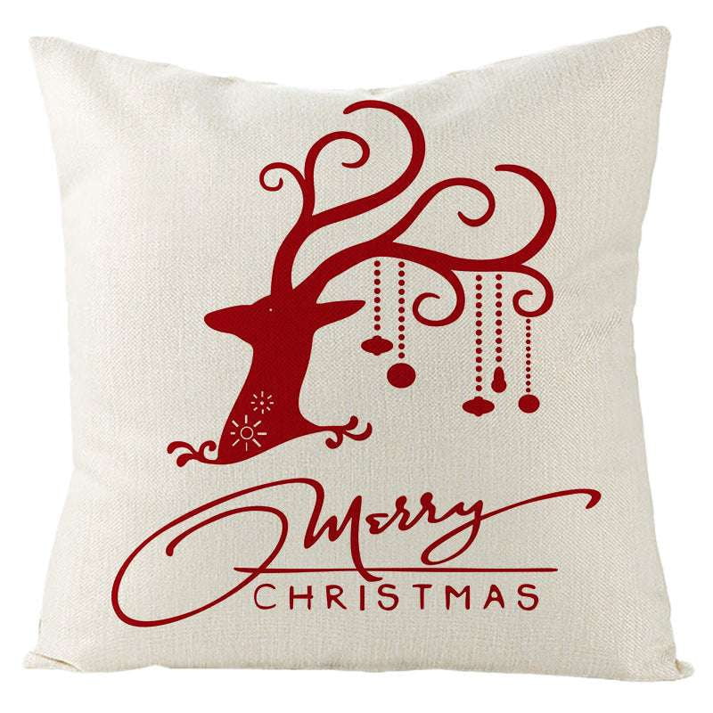 Festive Linen Cushion Cover, Holiday Themed Home Decor, Nordic Christmas Pillowcase - available at Sparq Mart