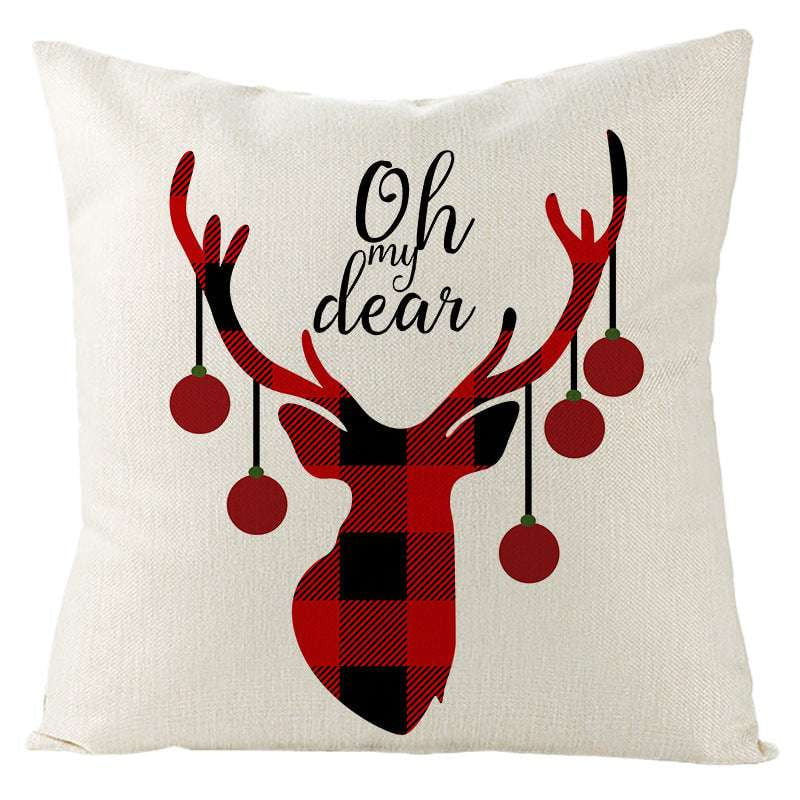 Festive Linen Cushion Cover, Holiday Themed Home Decor, Nordic Christmas Pillowcase - available at Sparq Mart