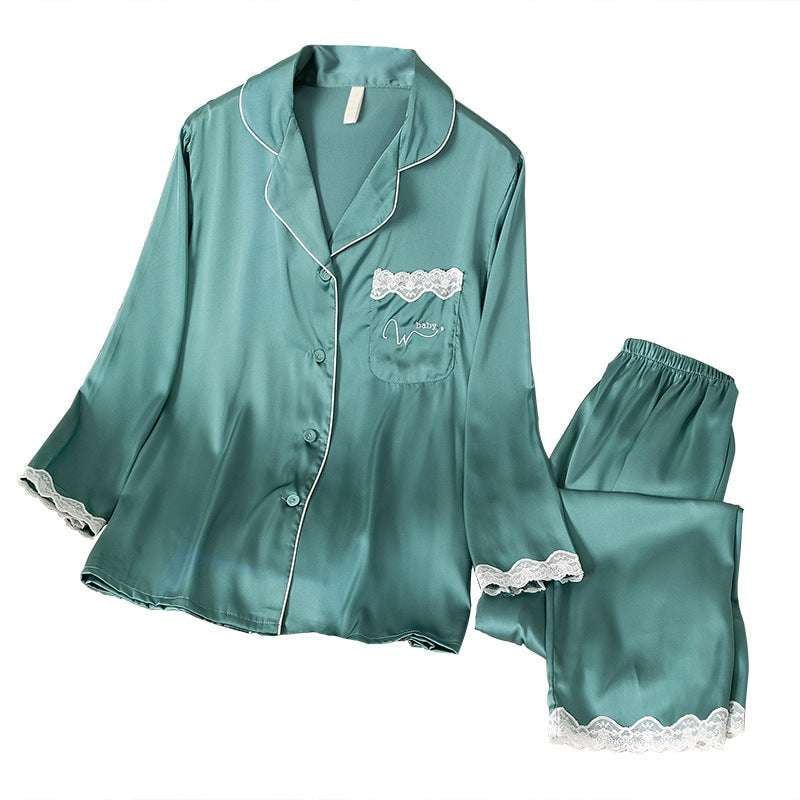 Ice Silk Pajamas, Ladies Sleepwear Suit, Silk Long-sleeve Set - available at Sparq Mart