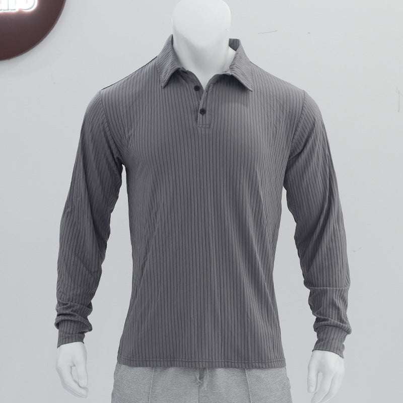 Casual Lapel Shirts, Comfortable Polyester Top, Men's Long Sleeve - available at Sparq Mart