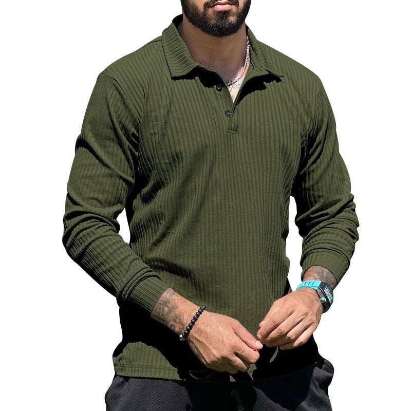 Casual Lapel Shirts, Comfortable Polyester Top, Men's Long Sleeve - available at Sparq Mart