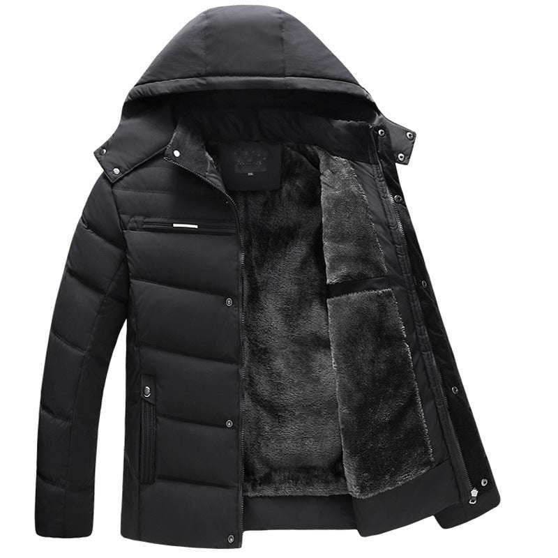 hooded cotton outerwear, plus size apparel, winter jacket men - available at Sparq Mart