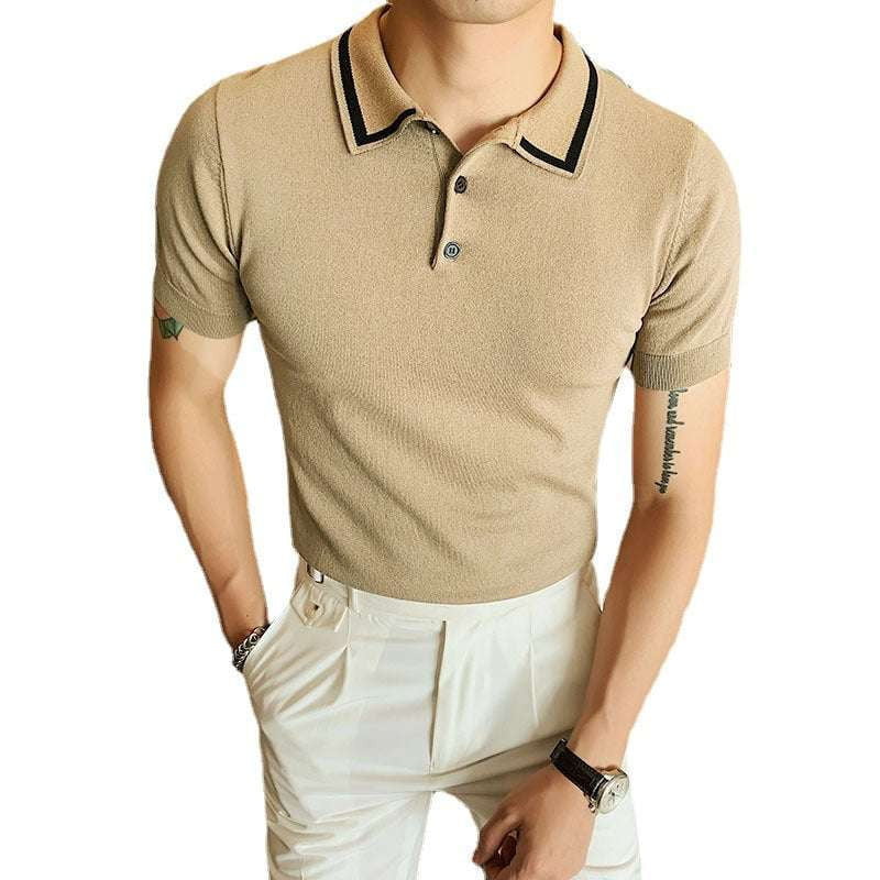 Knitted Polo Shirt, Men's Pullover Polo, Short Sleeve Polo - available at Sparq Mart