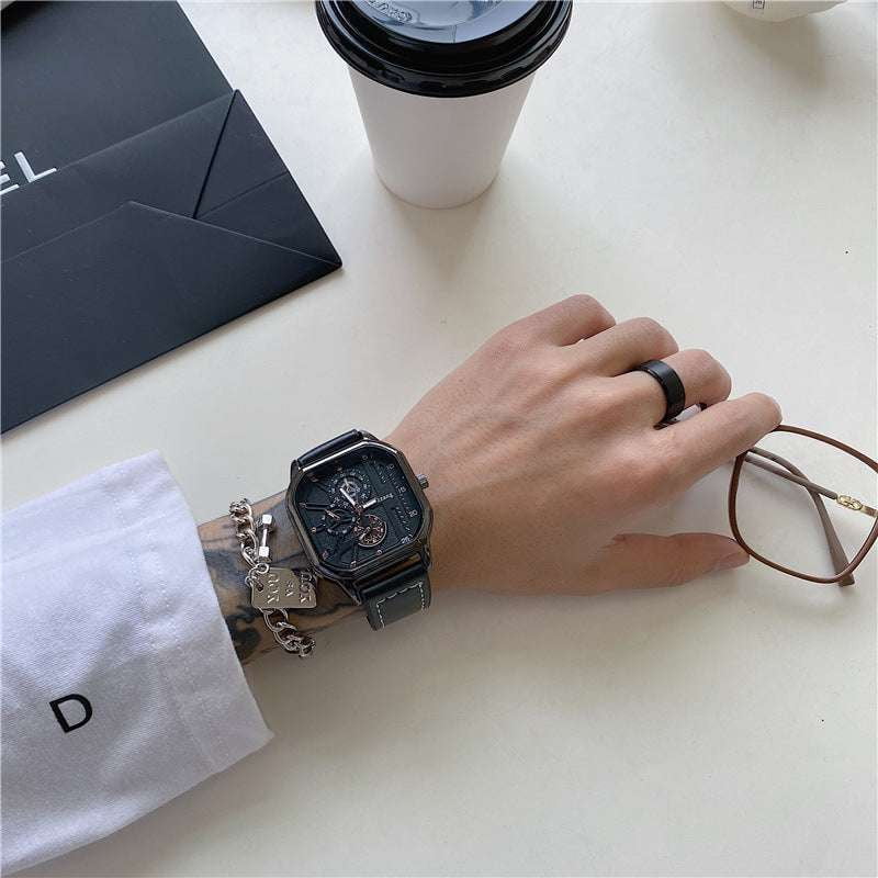 designer square watch, luxury sports watch, men’s quartz watch - available at Sparq Mart