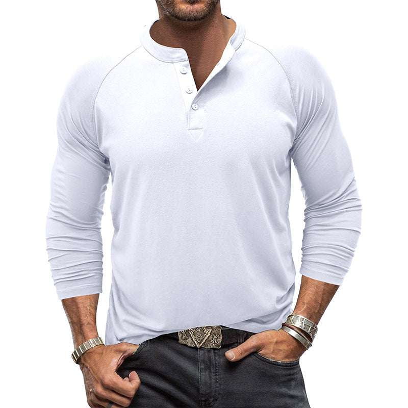 Henley T-Shirt Men's, Slim Fit Long Sleeve, Stylish Casual Tops - available at Sparq Mart