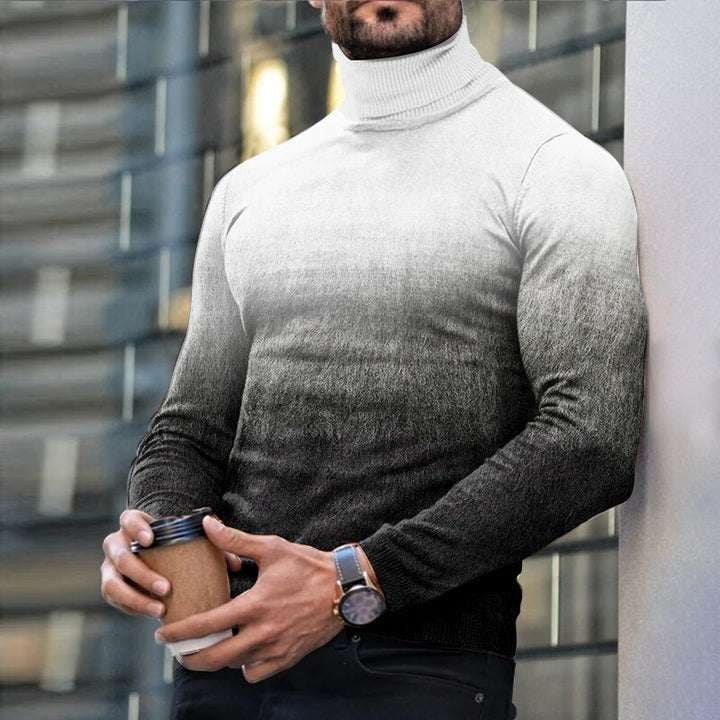 Men's Casual Turtleneck, Printed Turtleneck Shirts, Winter Turtleneck Top - available at Sparq Mart