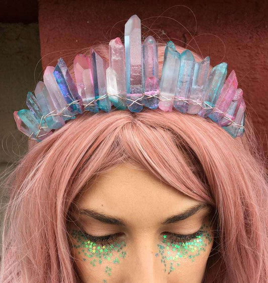 Crystal Mermaid Headband, Mermaid Style Crown, Multicolor Crown Hairband - available at Sparq Mart