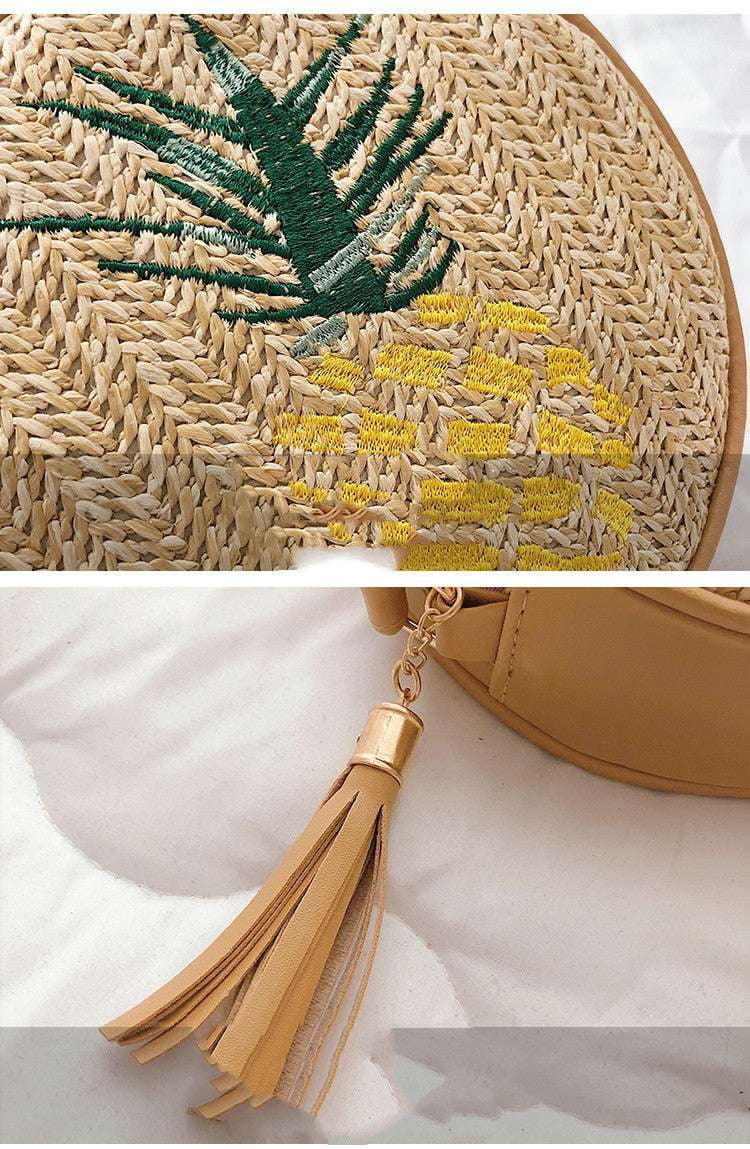 Leaf Design Handbag, Pineapple Embroidered Bag, Stylish Women's Bag - available at Sparq Mart