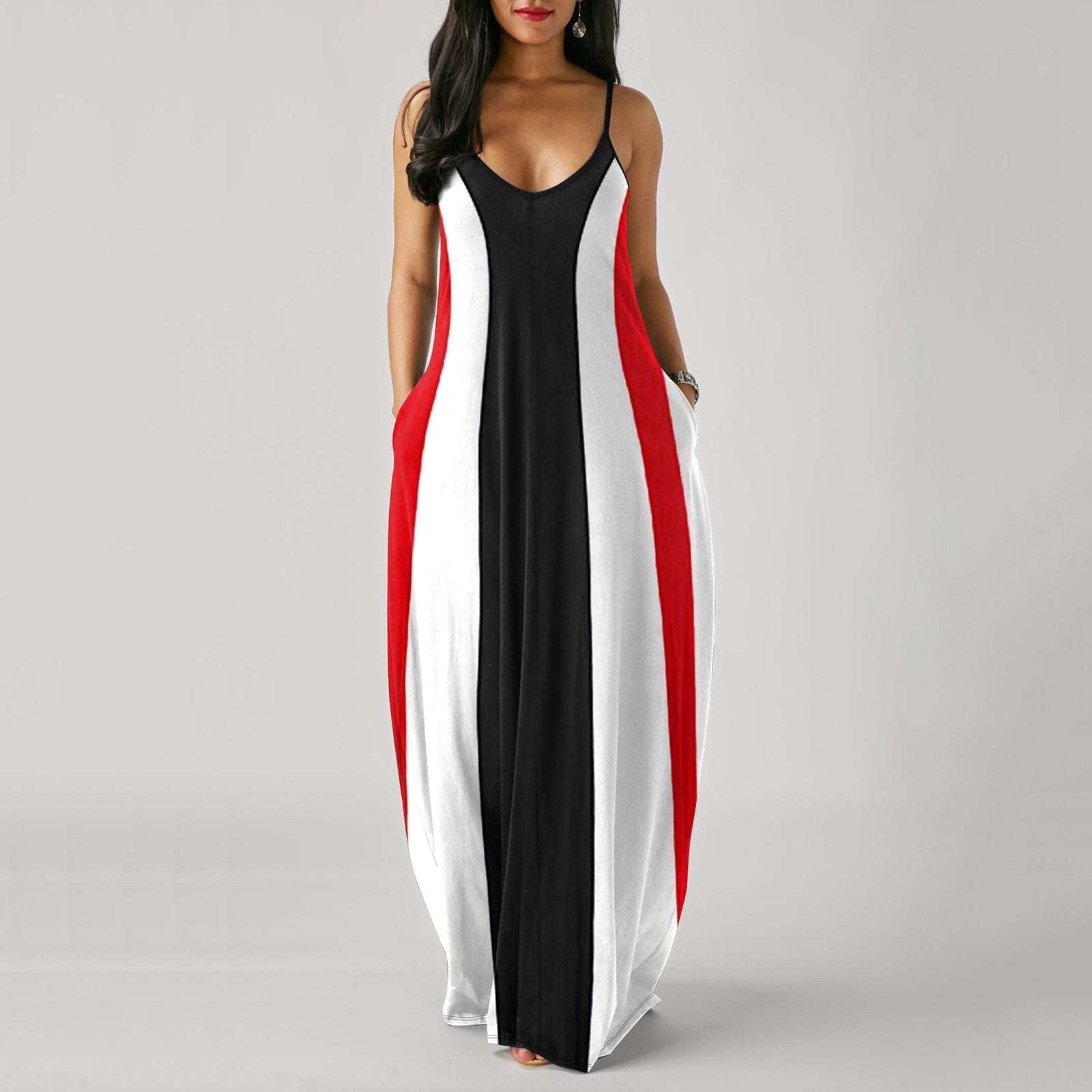 casual sling dress, plus size dresses, print long dress - available at Sparq Mart