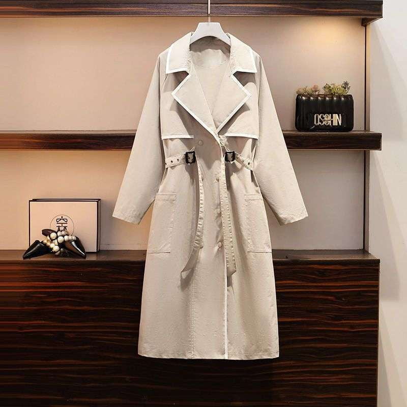 Beige Coat Dress, Elegant Trench Dress, Plus Size Trench - available at Sparq Mart