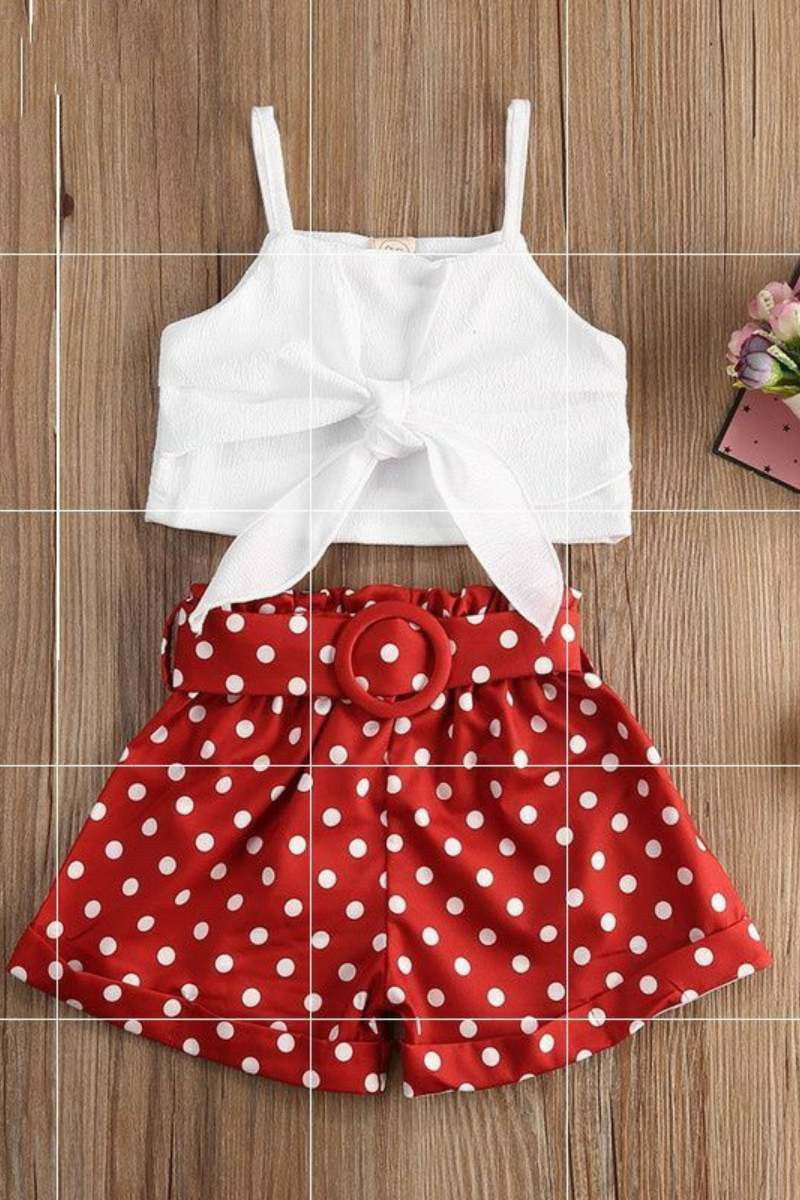 Crop Top Shorts, Kids Trendy Outfits, Polka Dot Suit - available at Sparq Mart