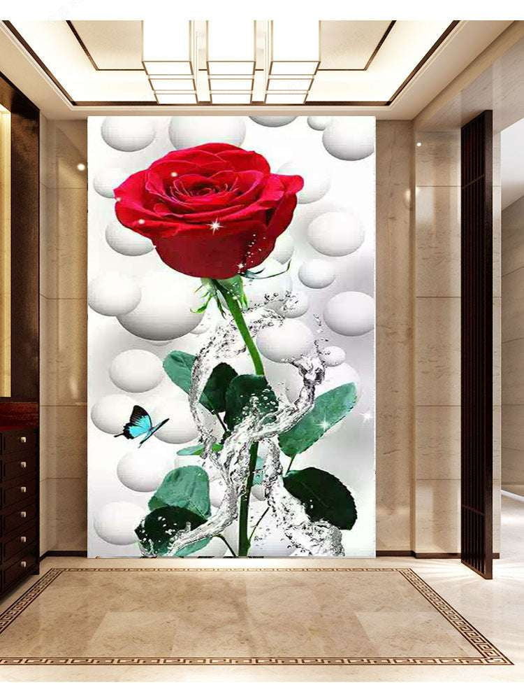 Porch decor, red rose, vertical painting - available at Sparq Mart