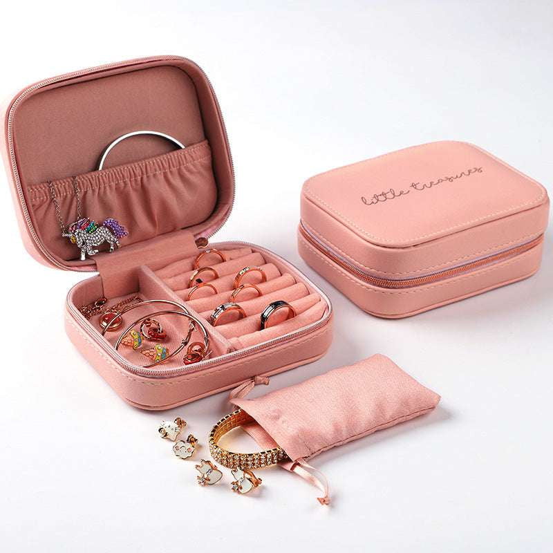 Compact Ring Storage Box, Leather Jewelry Travel Case, Portable Earring Organizer - available at Sparq Mart