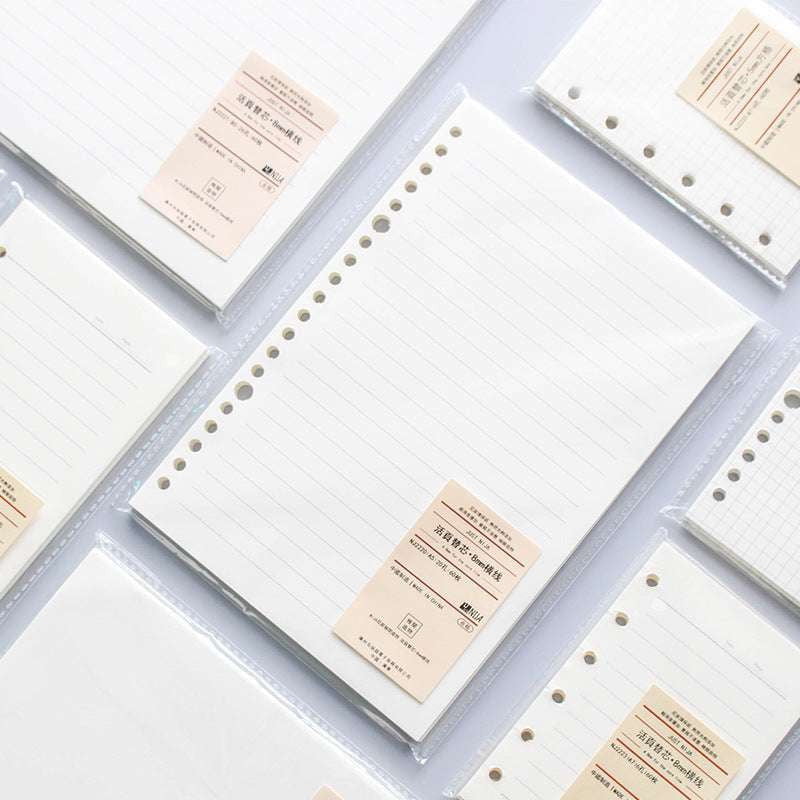 6-hole punched inserts, A5 paper refill, B5 notebook pages - available at Sparq Mart