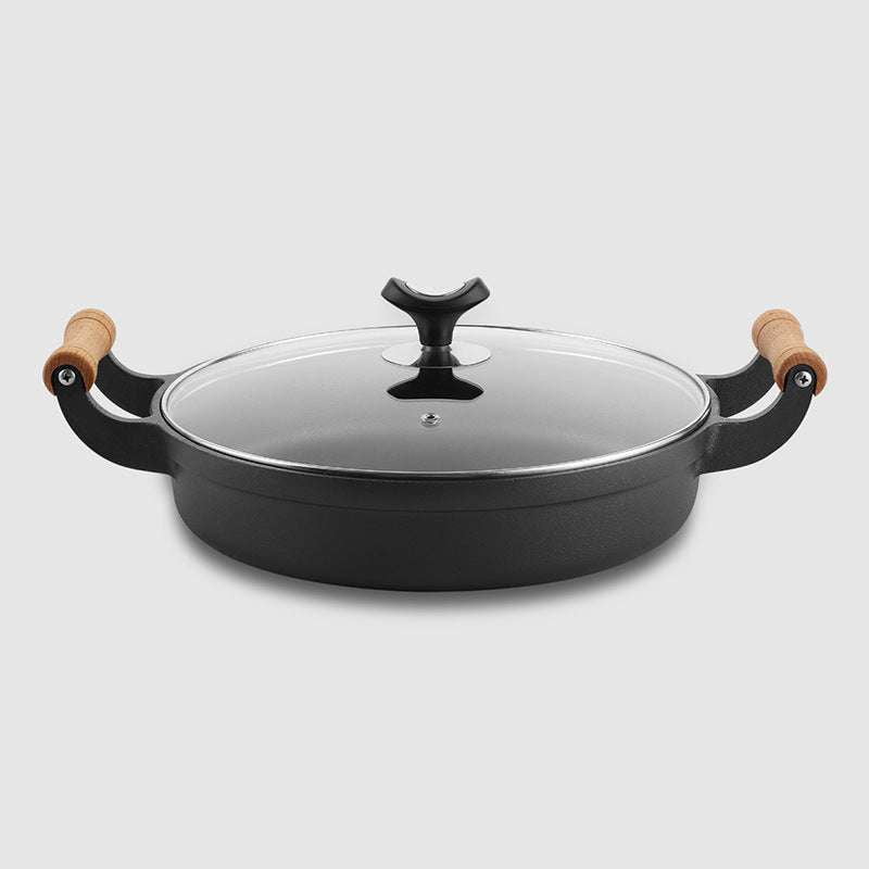 Durable Cast Iron Pot, Uncoated Iron Cookware, Versatile Cooking Pot 31cm - available at Sparq Mart