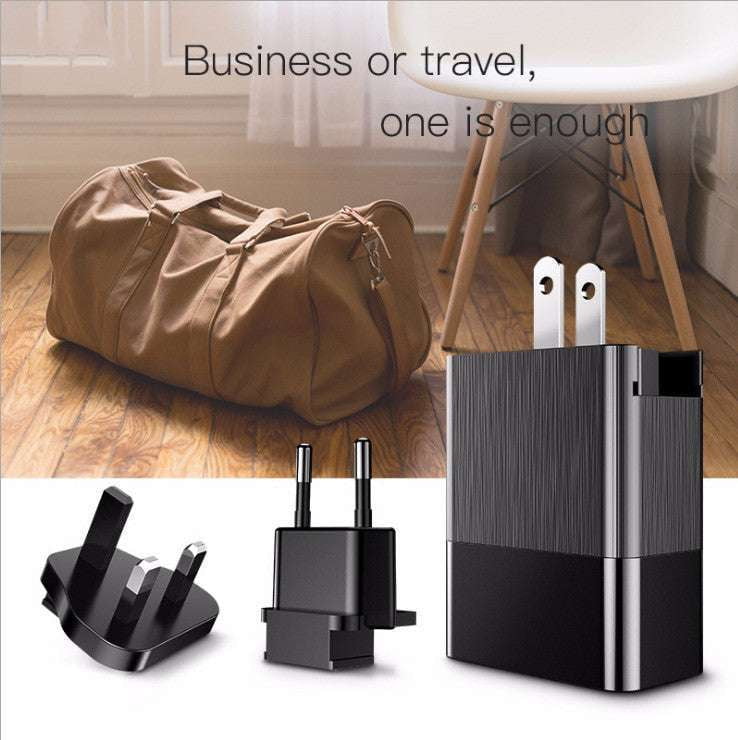 3USB universal charger, black travel charger, Portable travel charger - available at Sparq Mart