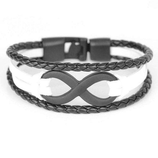 leather braided bracelet, multi-layer wristband, stainless steel bracelet - available at Sparq Mart