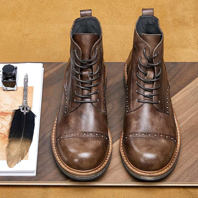 British style, high-top leather shoes, Leather Martin boots - available at Sparq Mart