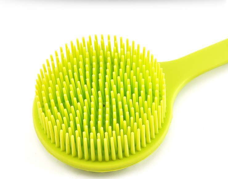 exfoliating back scrubber, flexible bath tool, silicone scrubber stick - available at Sparq Mart