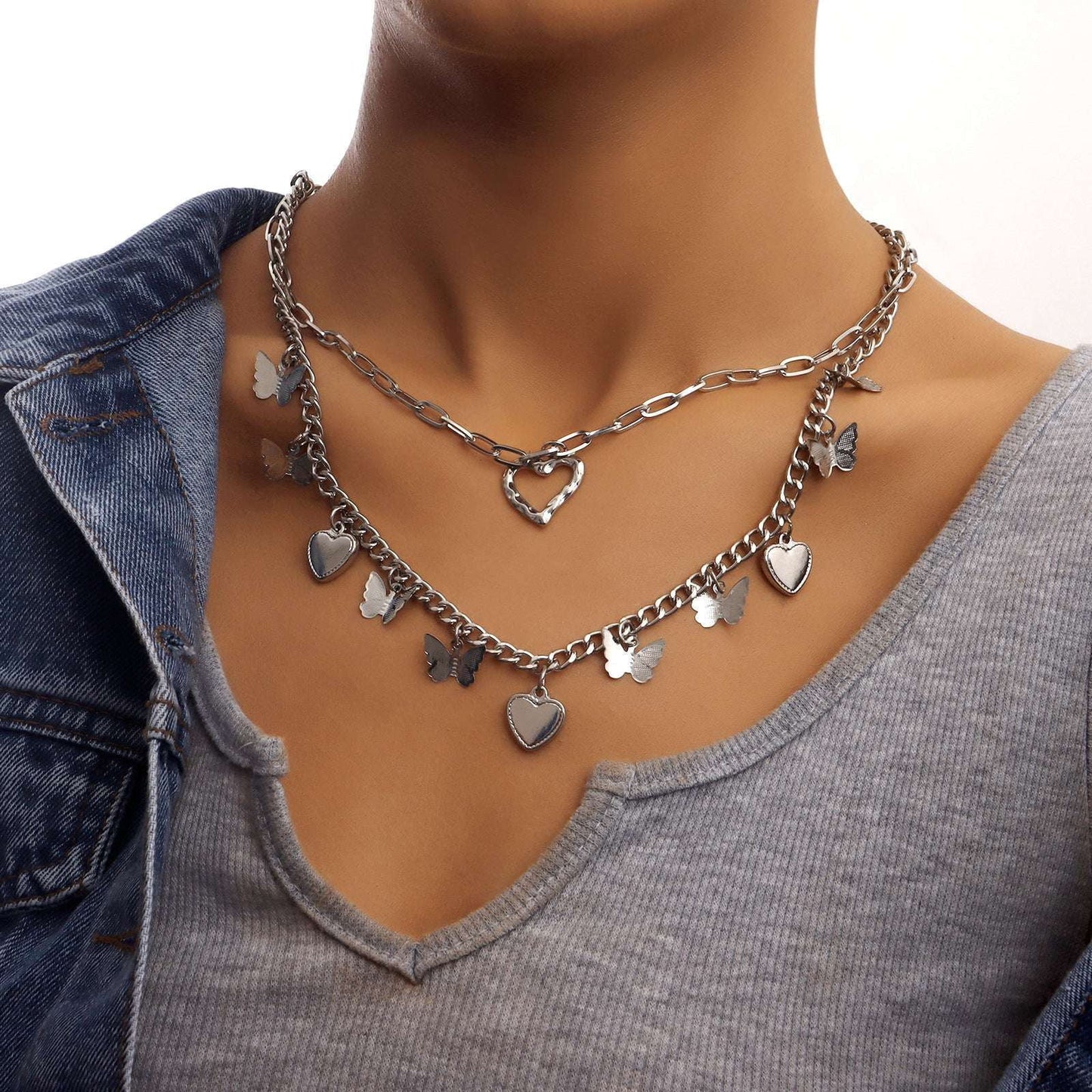 Alloy Love Necklace, Chic Fashion Jewelry, Punk Butterfly Pendant - available at Sparq Mart