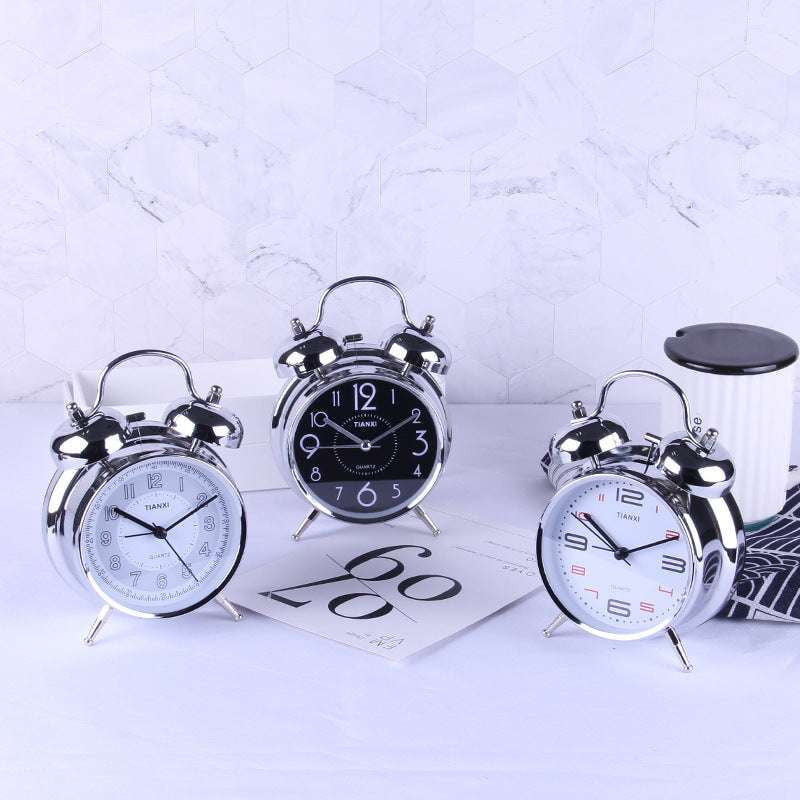 bedside light clock, round bedroom clock, silent night clock - available at Sparq Mart