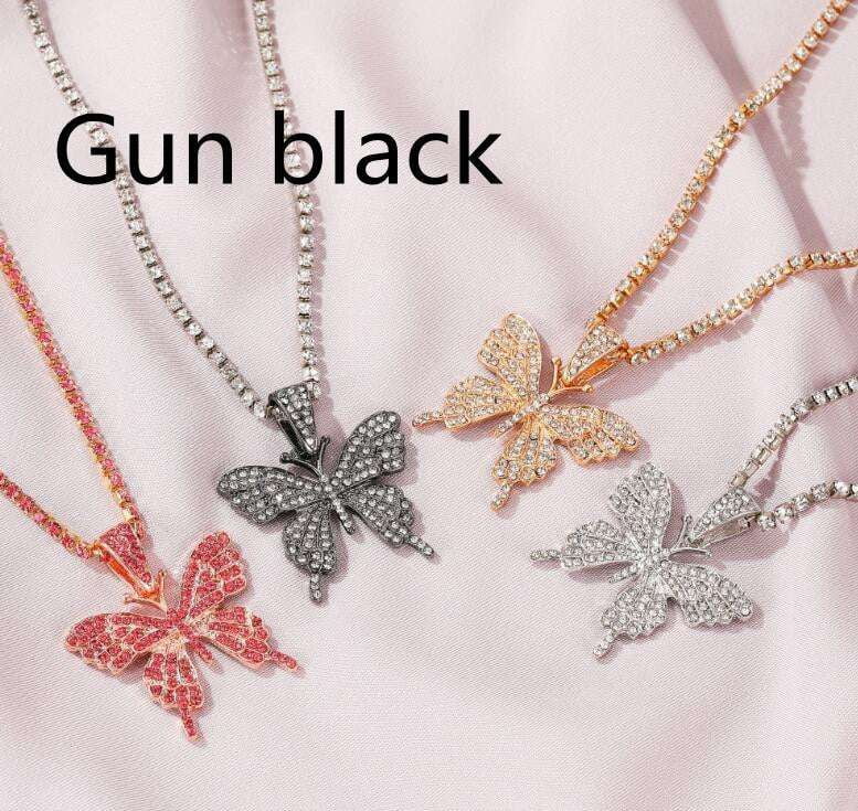 Hip-Hop Butterfly Jewelry, Rhinestone Butterfly Necklace, Sparkling Choker Pendant - available at Sparq Mart