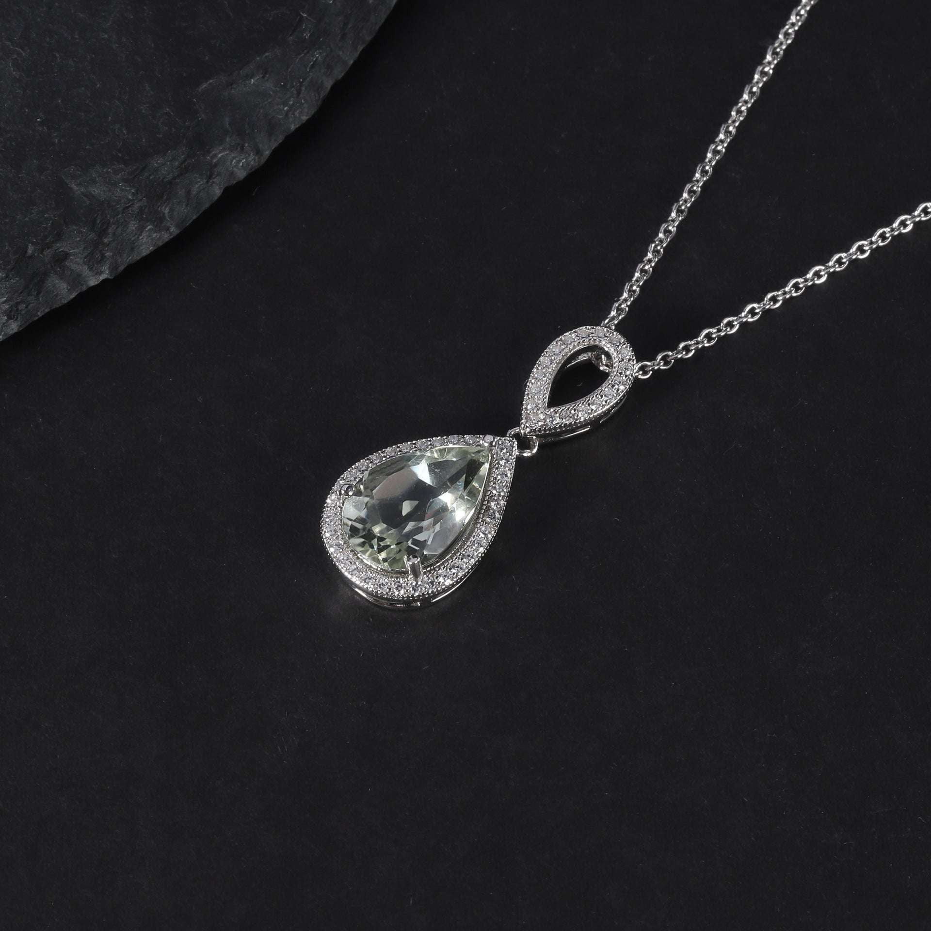 Green Amethyst Necklace, Natural Color Pendant, S925 Amethyst Pendant - available at Sparq Mart