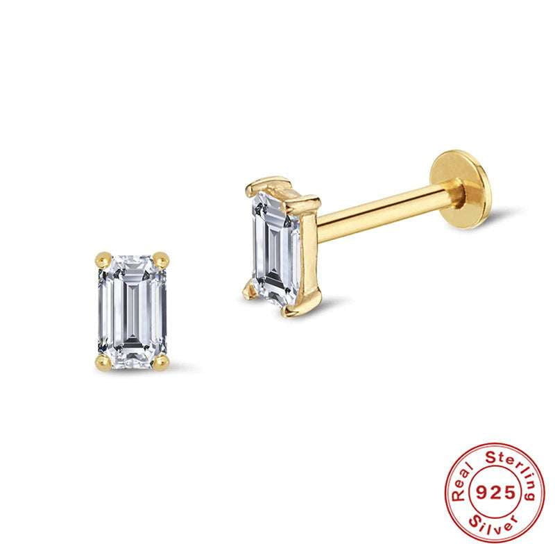 Diamond Ear Piercings, Minimalist Jewelry INS, Sterling Silver Studs - available at Sparq Mart