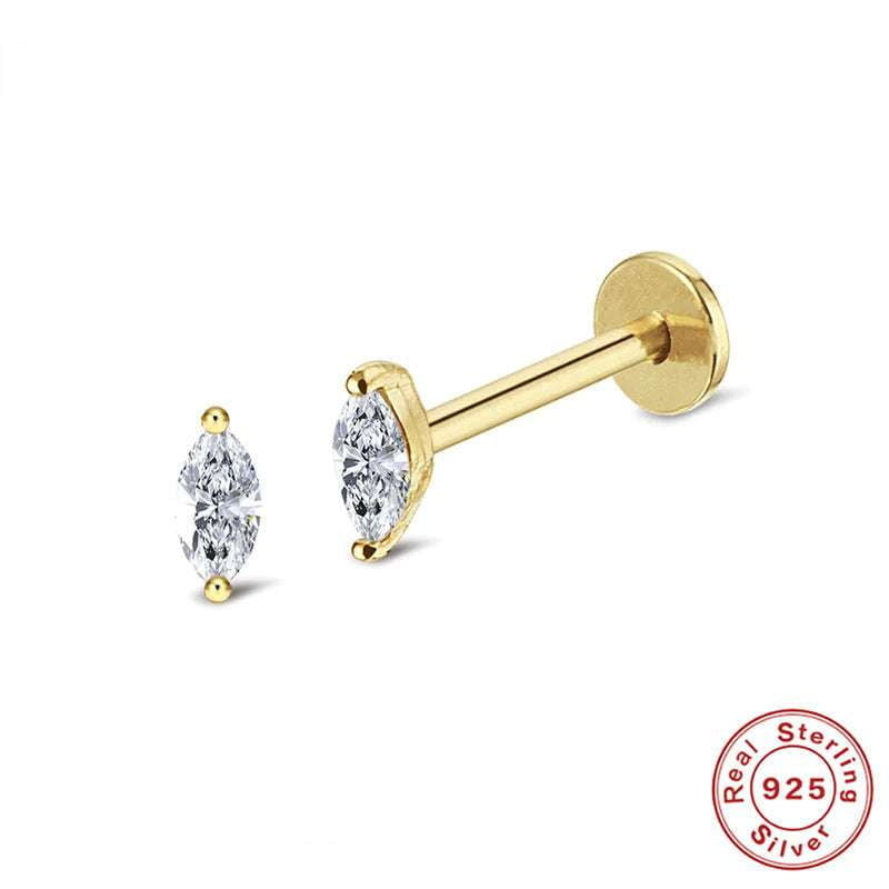 Diamond Ear Piercings, Minimalist Jewelry INS, Sterling Silver Studs - available at Sparq Mart