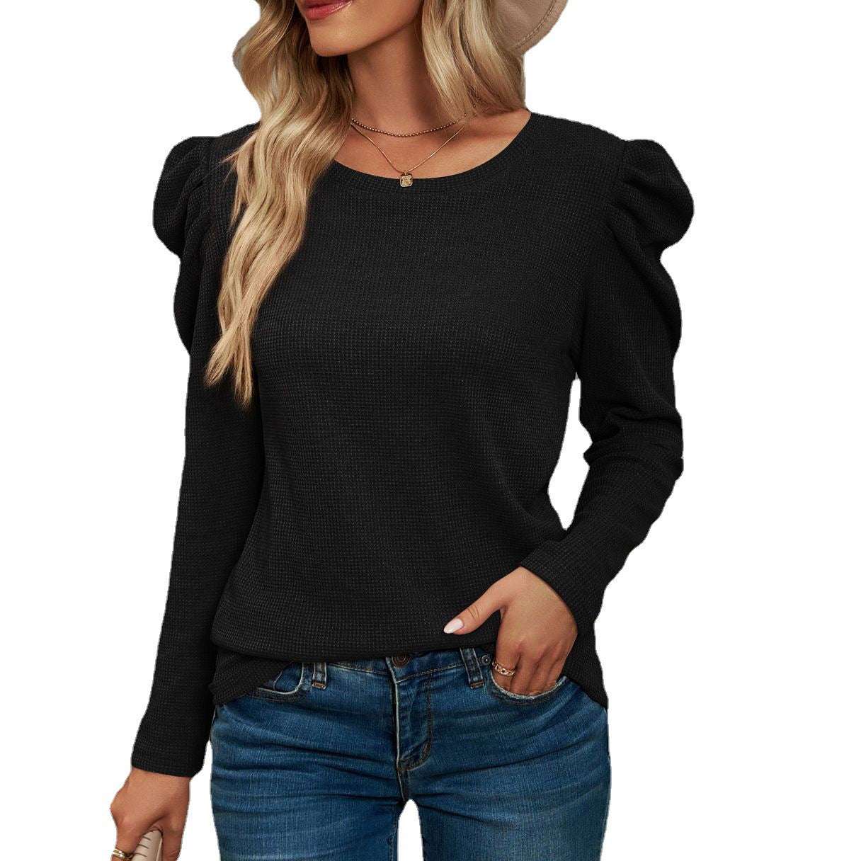 Stylish Women's Top, Waffle T-shirt Top, Women's Long-sleeve Top - available at Sparq Mart