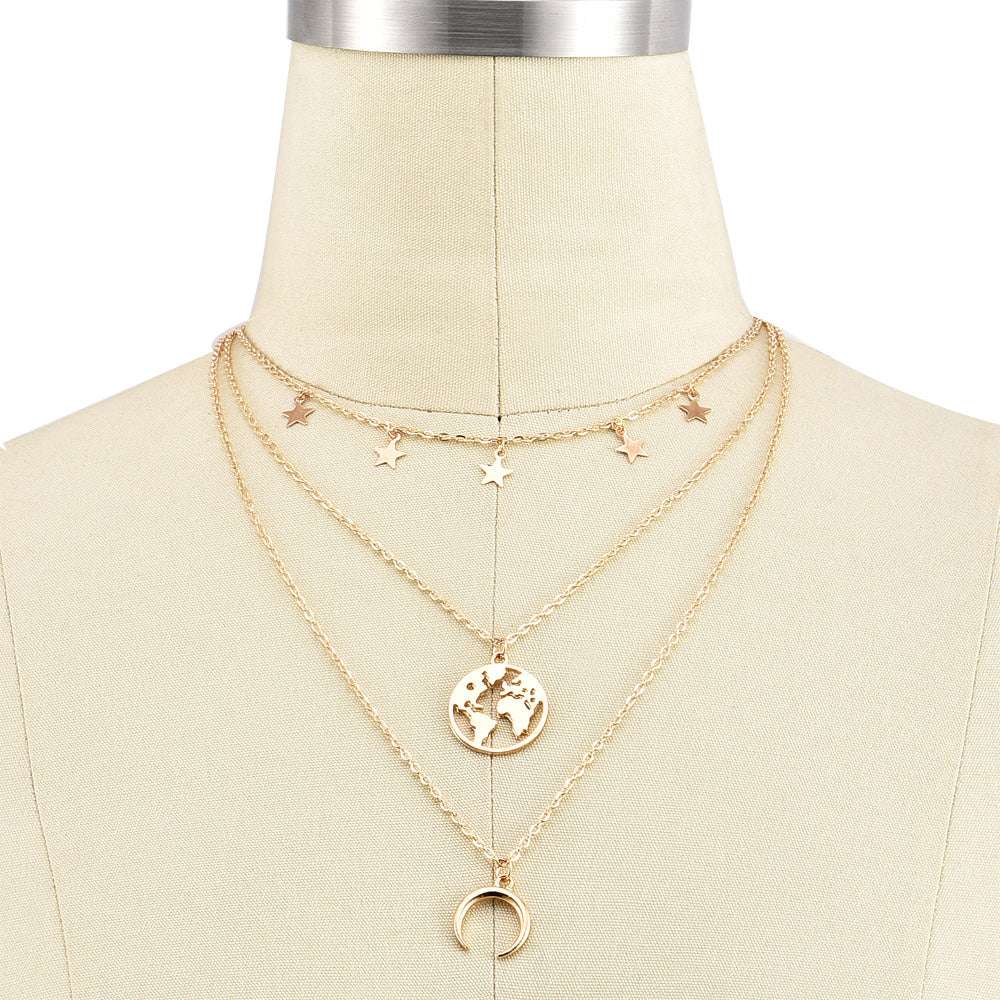 Geometric horns stars, gold and silver, necklace - available at Sparq Mart