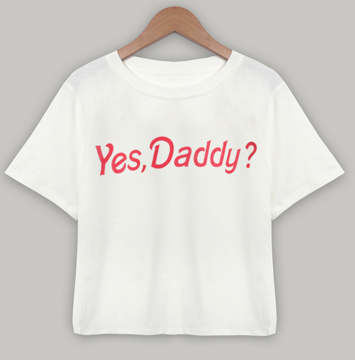 printed short-sleeved T-shirt, trendiest Yes Daddy Tee, wholesale slim round neck - available at Sparq Mart