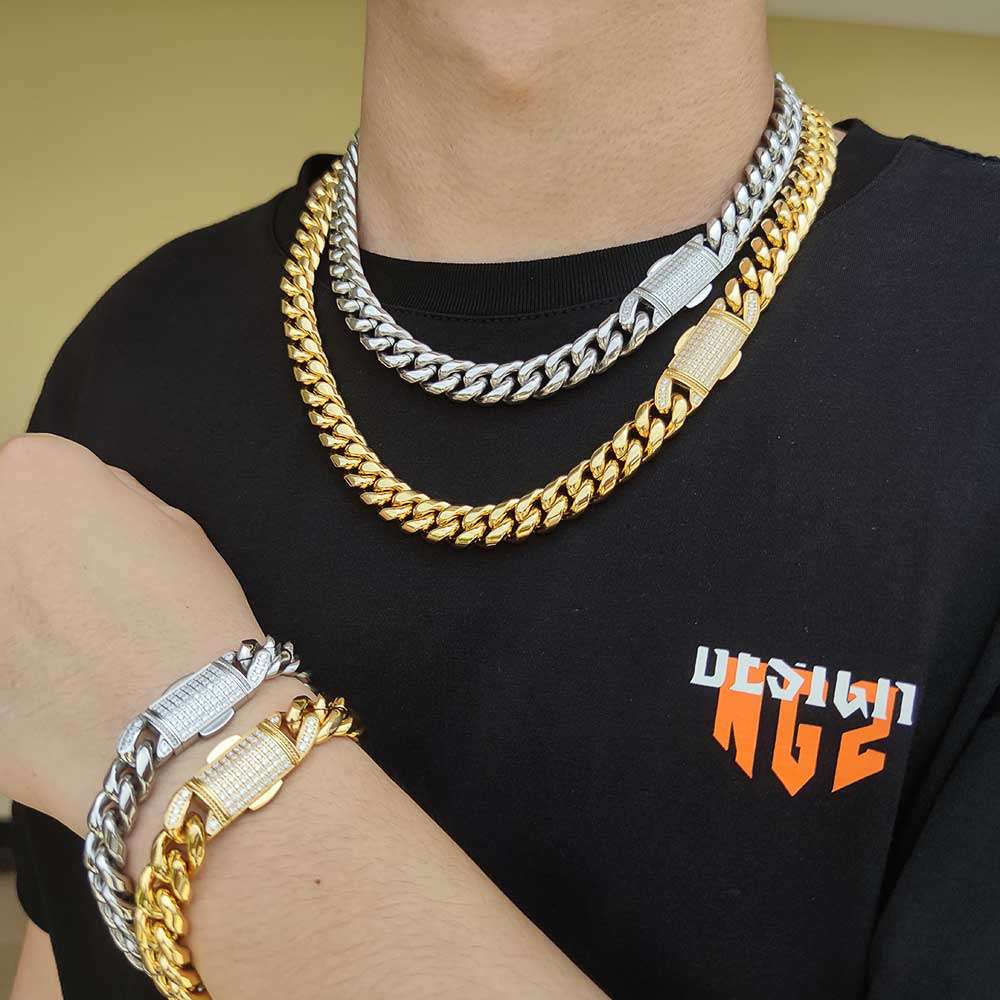 hip hop jewelry, stainless steel necklace bracelet, wholesale accessories - available at Sparq Mart